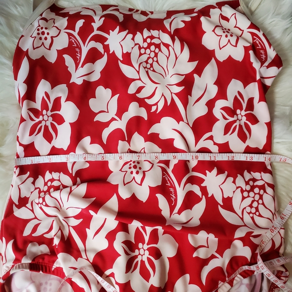 Tommy Hilfiger Red Floral Plus Size Swimsuit - Picture 7 of 9